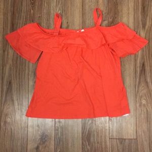 Peach cold shoulder top